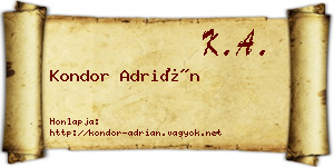 Kondor Adrián névjegykártya